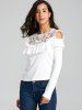 Ruffle Hollow Out Open Shoulder Blouse -  