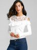 Ruffle Hollow Out Open Shoulder Blouse -  