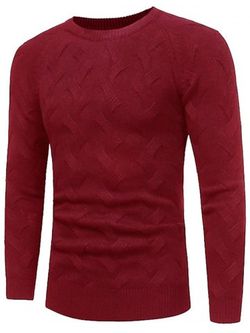 Raglan Sleeve Crew Neck Sweater - WINE RED - XL