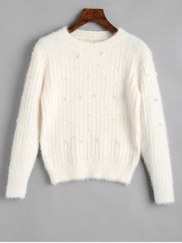 Discount Crew Neck Beaded Embellished Sweater  