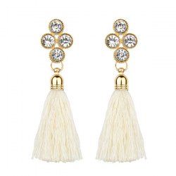 Boucles d'Oreilles Pendantes à Pompons avec Crystal Fantaisie Style Bohémien -  