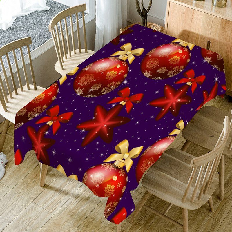 

Bowknot Christmas Ball Printed Table Cloth, Red