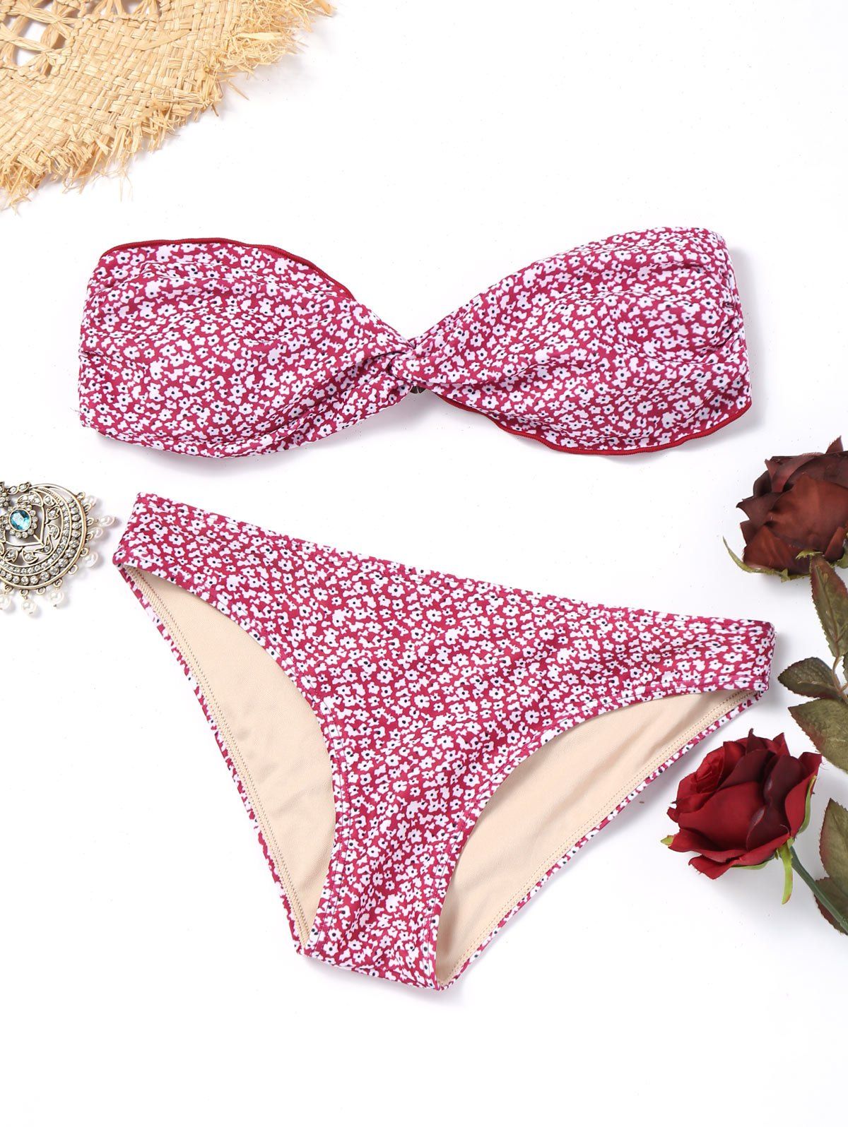 

Twist Front Bandeau Bikini, Colormix