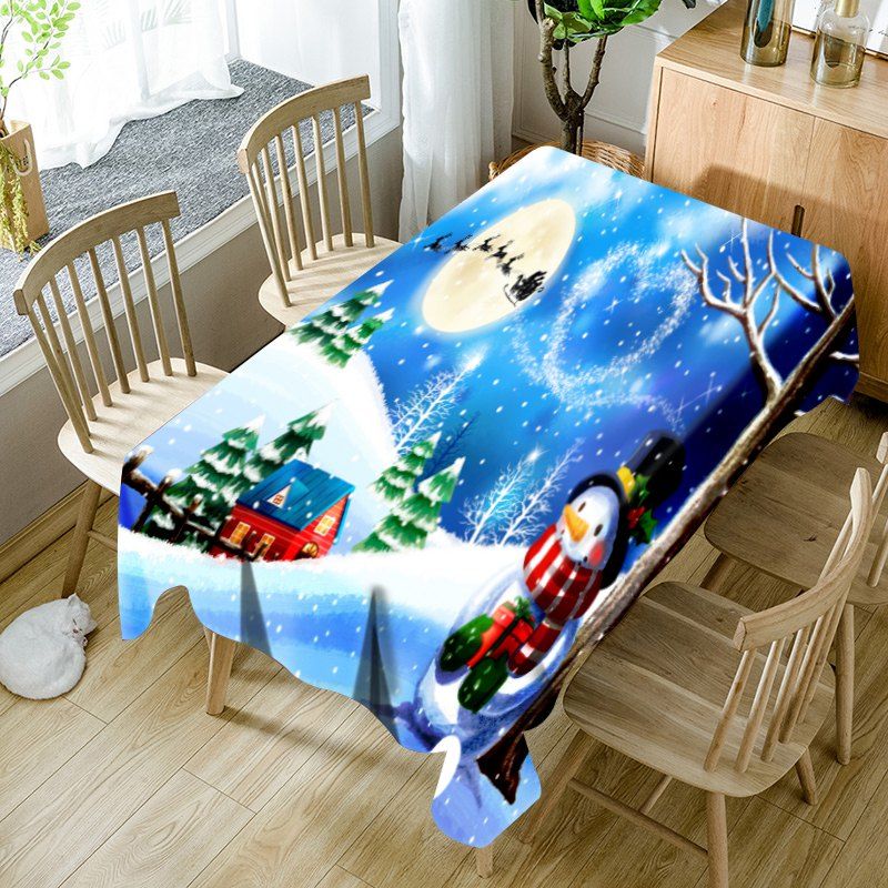 

Christmas Snowscape Print Waterproof Fabric Table Cloth, Colormix