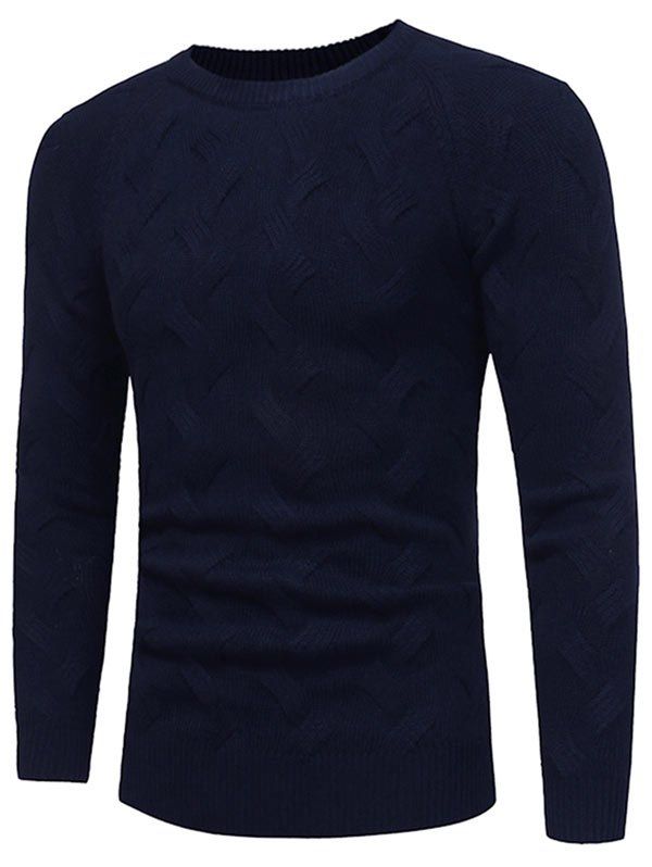 

Raglan Sleeve Crew Neck Sweater, Purplish blue