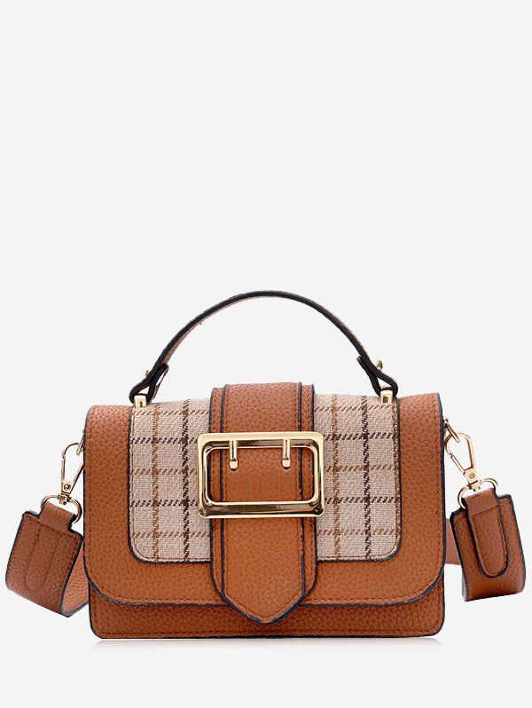 [37 OFF] Plaid Color Block Crossbody Bag With Handle Rosegal