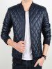 Zip Up Checkered Faux Leather Jacket -  