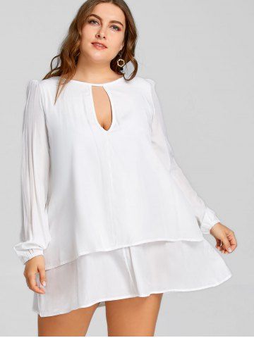 2019 plus size flare sleeve high low smock blouse