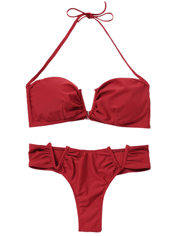 Halter V-wired Thong Bikini Set