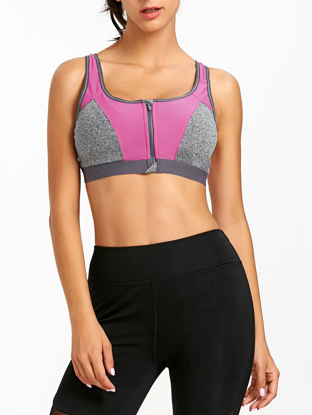 

Sports Color Block Zip Up Racerback Bra, Tutti frutti