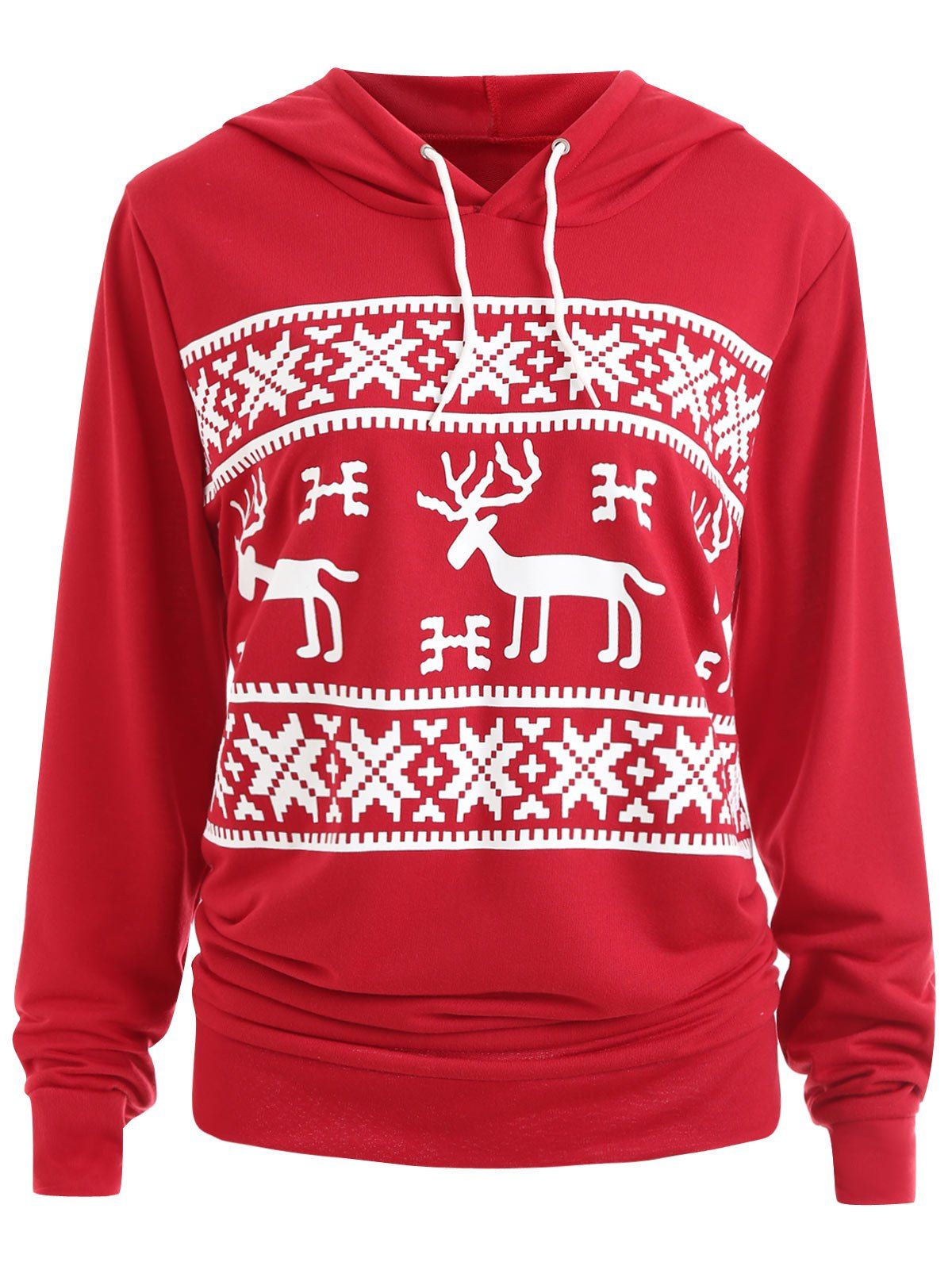 

Pocket Plus Size Christmas ELK Hoodie, Red