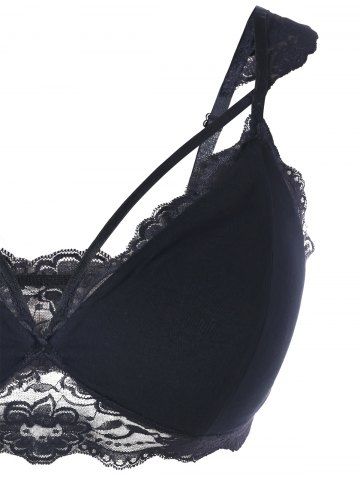 

Plus Size Caged Strappy Lace Bra, Black