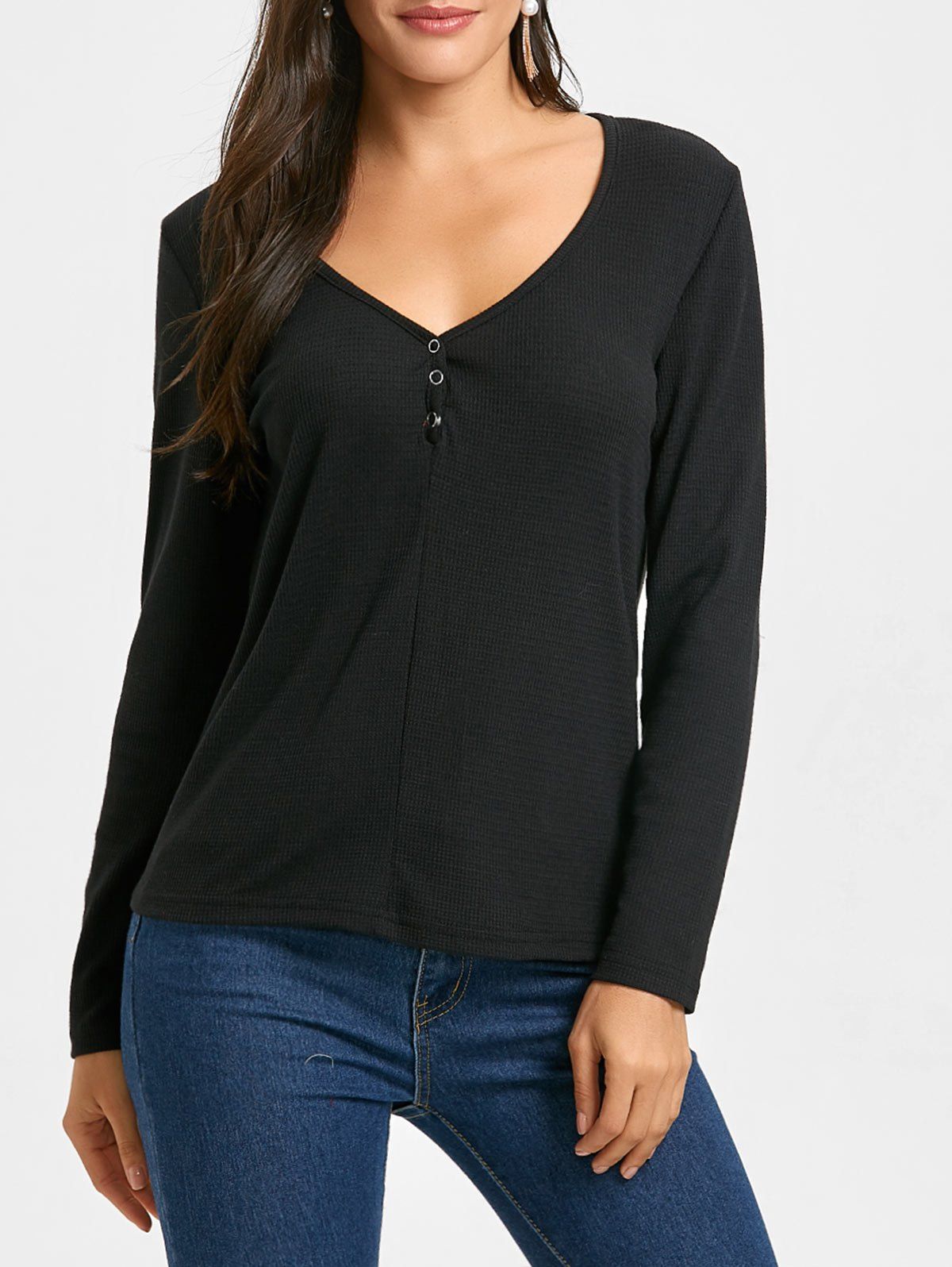 

V Neck Sweater, Black