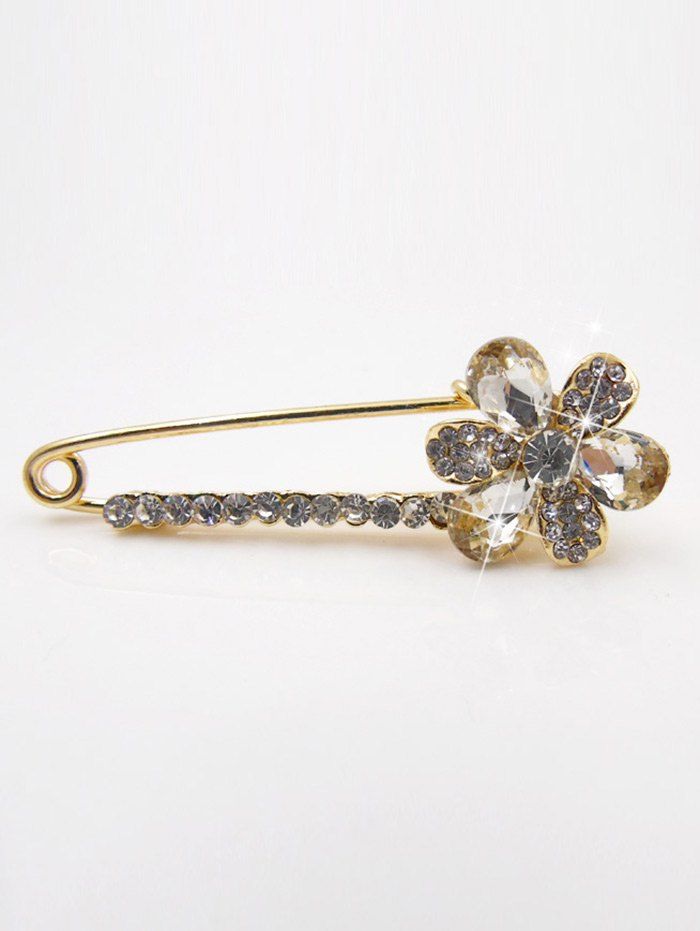 

Floral False Crystal Embellished Brooch, White