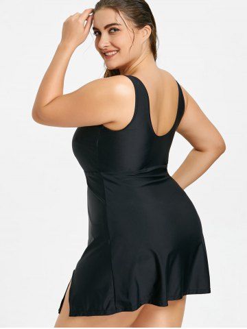

One Piece Plus Size Skirted Swimsuit, Black