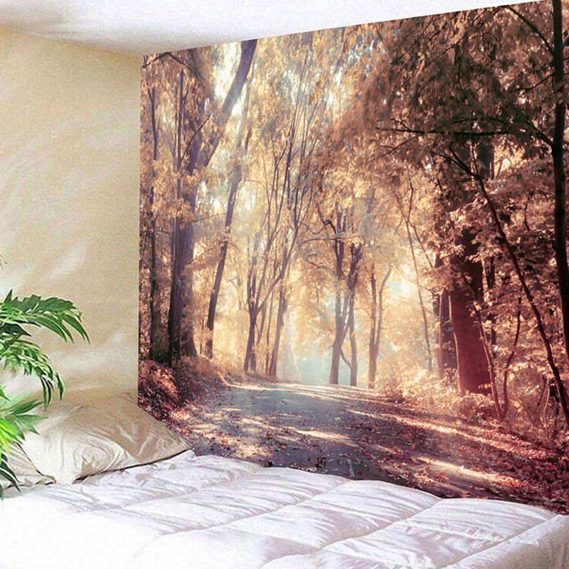 [43 OFF] Wall Hanging Forest Walkway Printed Tapestry Rosegal