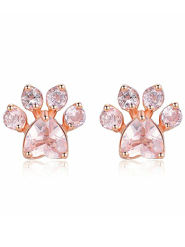 2018 Kitty Paw Faux Diamond Stud Earrings In Rose Gold Rosegal Fancy Kitty Paw Faux Diamond Stud Earrings