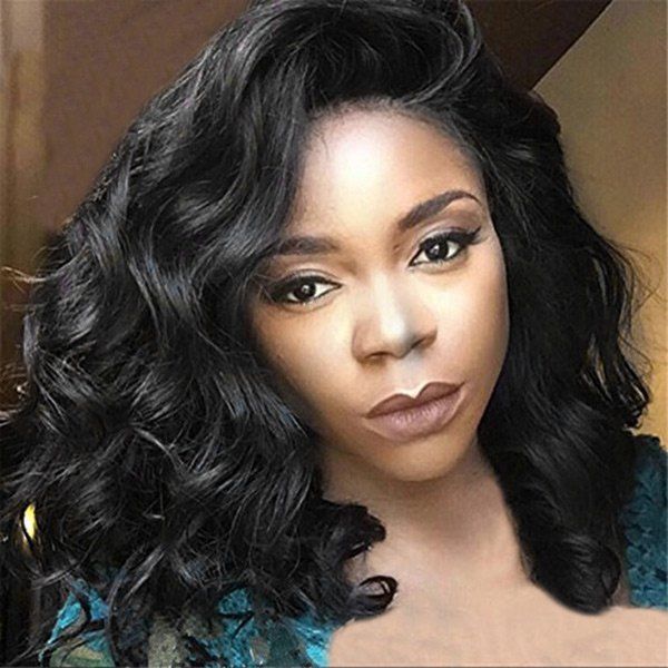 

Deep Side Parting Medium Shaggy Wavy Synthetic Wig, Black