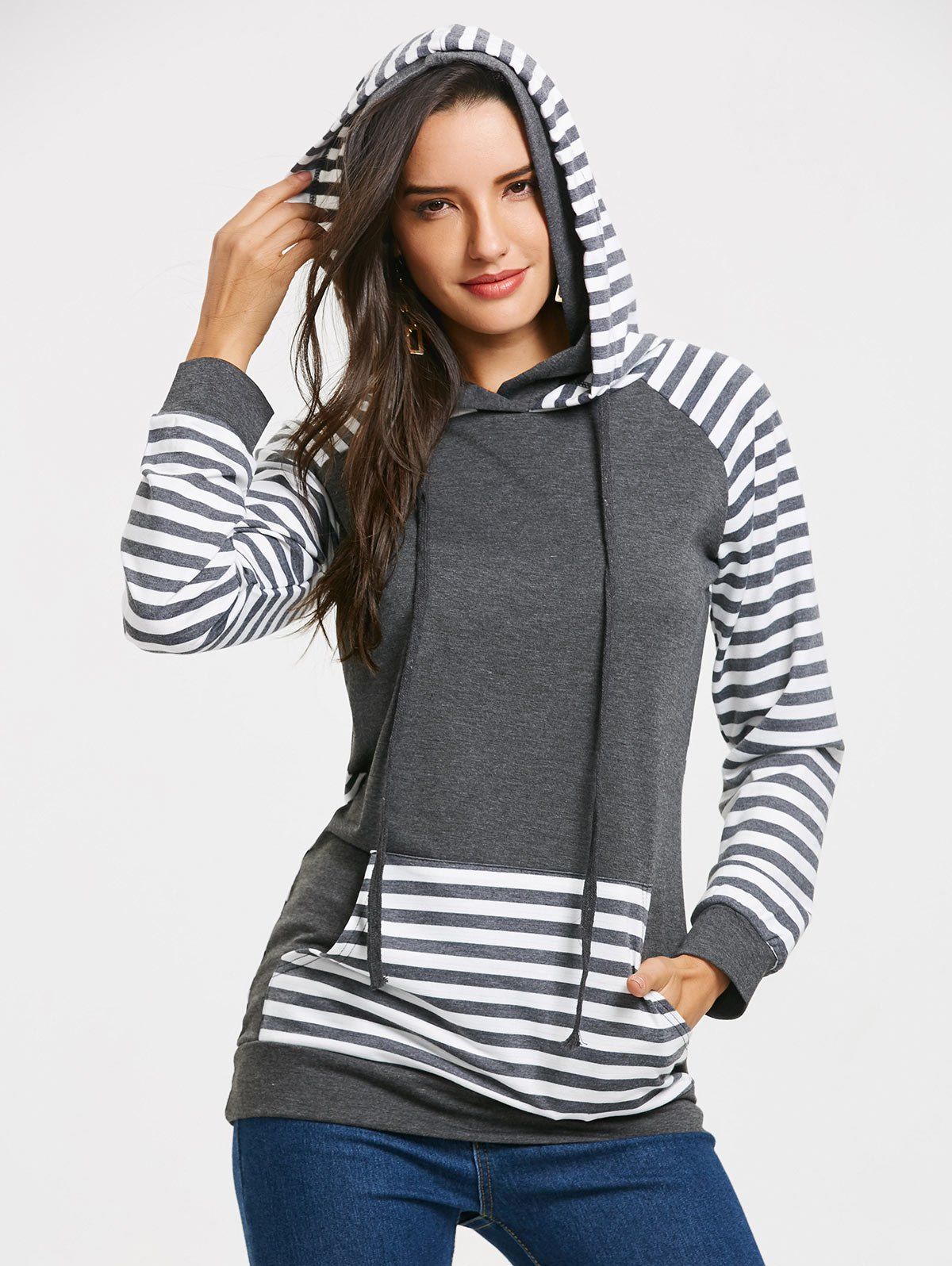 raglan sleeve kangaroo pocket hoodie