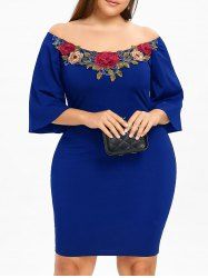 Robe à Broderie à Épaules Dénudées Grande Taille -  