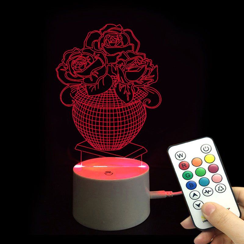 

Valentine's Day Rose Love Confession Remote Control Night Light, Transparent