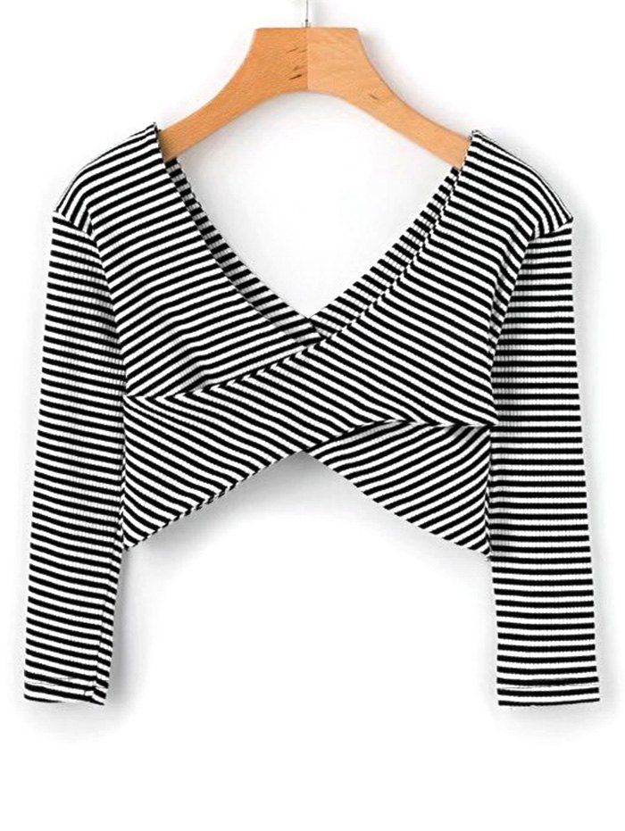 

Stripes Crossed Front Cropped Top, Stripe