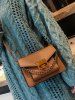 Faux Leather Metal Chain Crossbody Bag -  