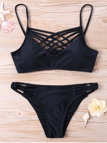 Shops Lattice Cut Spaghetti Strap Bikini Set  