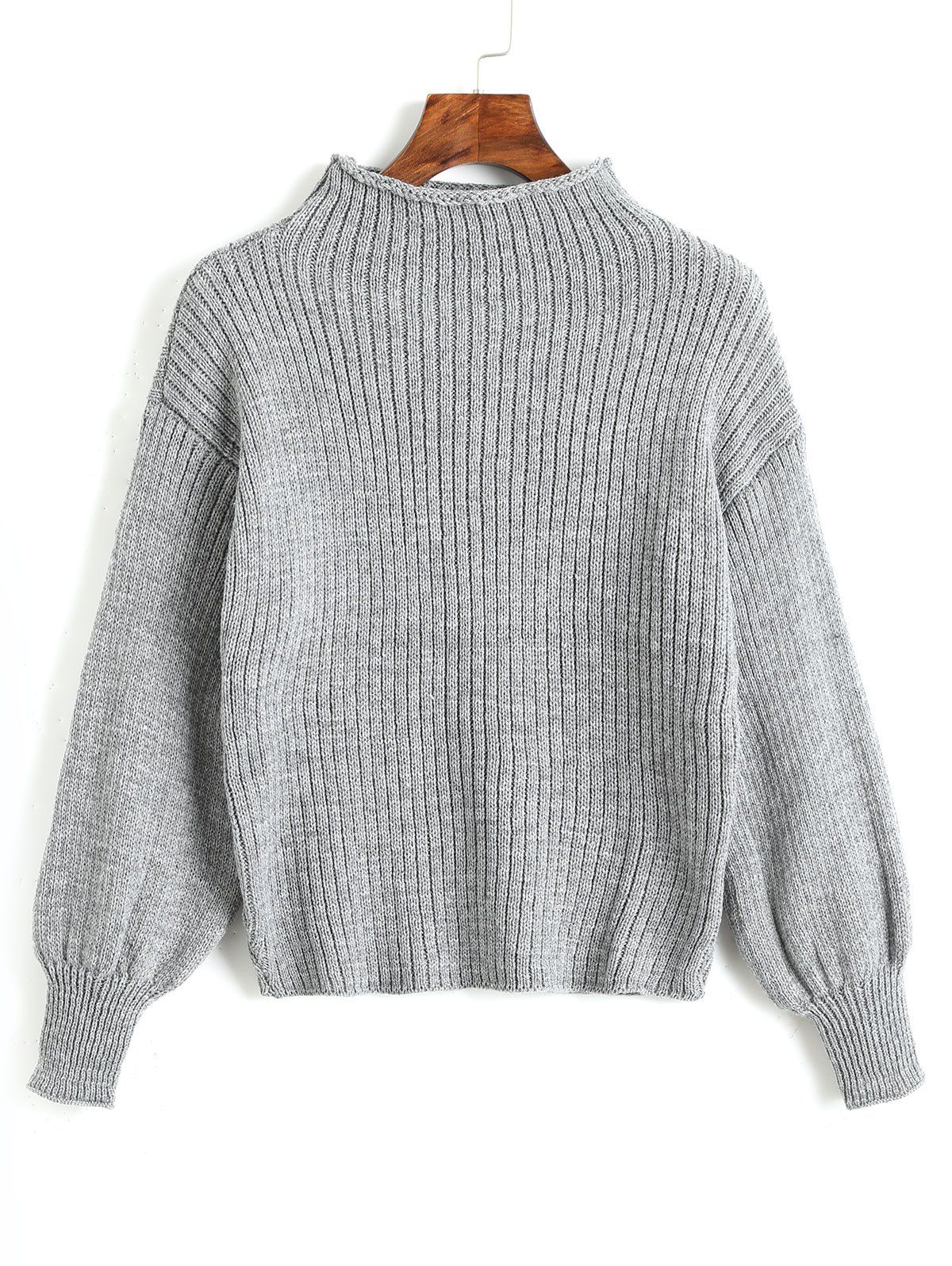 Best Lantern Sleeve Plain Pullover Sweater  