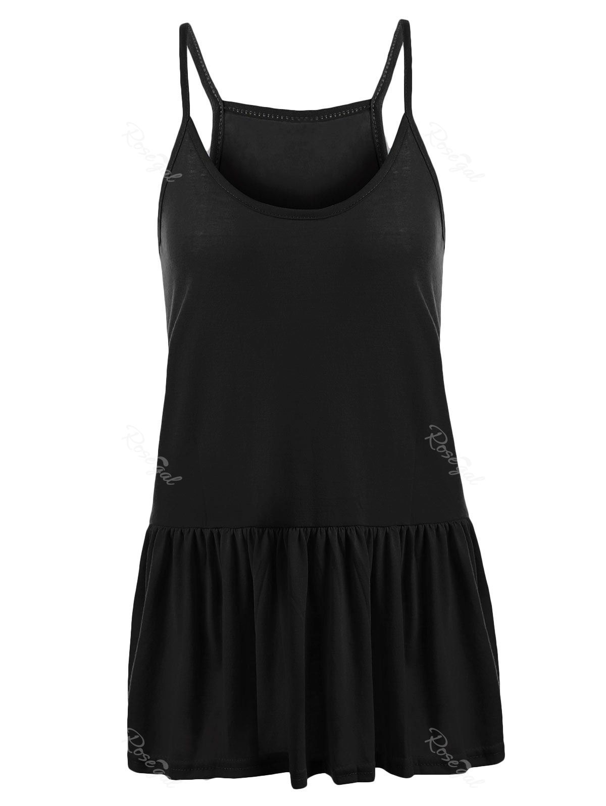 

Casual Plus Size Frilly Tank Top, Black