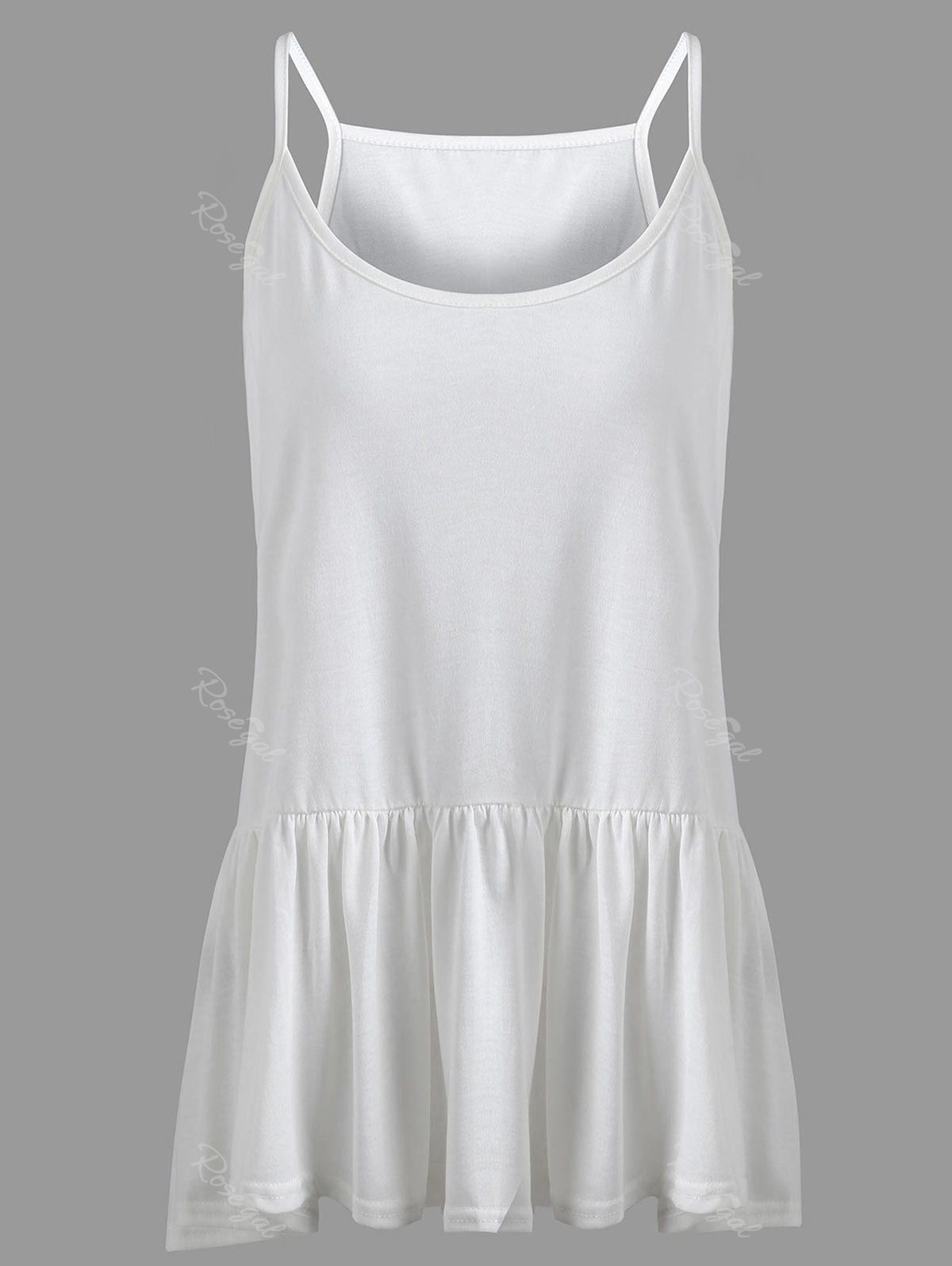 

Casual Plus Size Frilly Tank Top, White