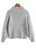 Lantern Sleeve Plain Pullover Sweater -  