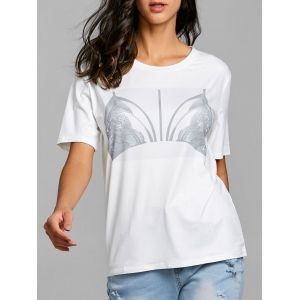 

Short Sleeve Bra Graphic T-shirt, White