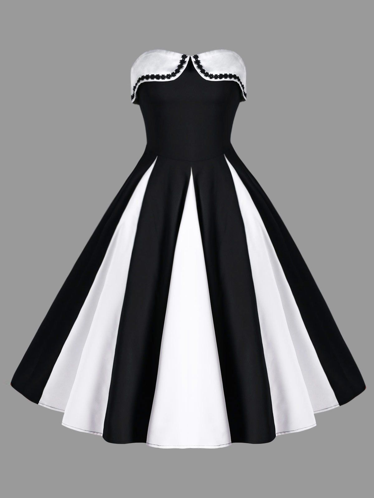 White/black M Two Tone Strapless Dress | RoseGal.com