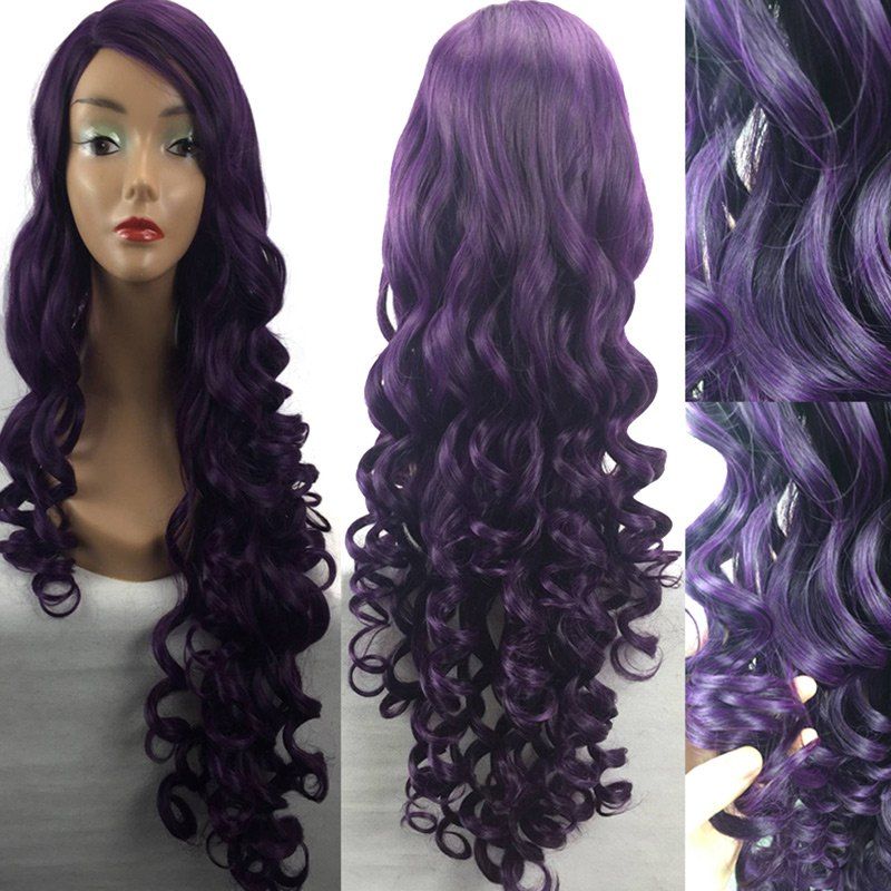 

Ultra Long Side Parting Loose Wave Heat Resistant Synthetic Wig, Purple