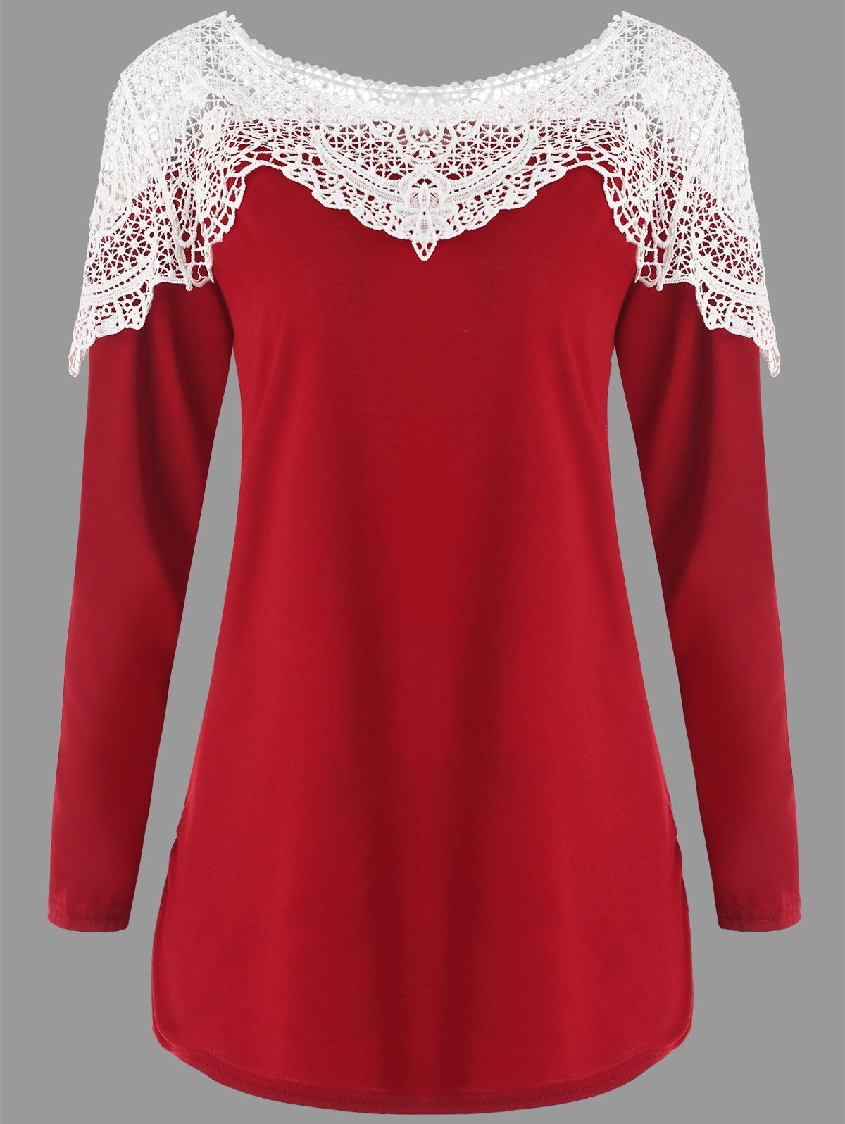 

Lace Insert Tunic Tee, Red