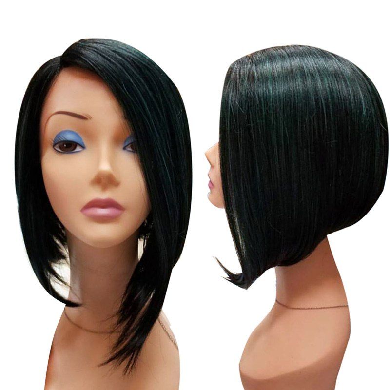 OFF Medium Side Parting Asymmetric Straight Bob Colormix Synthetic Wig Rosegal