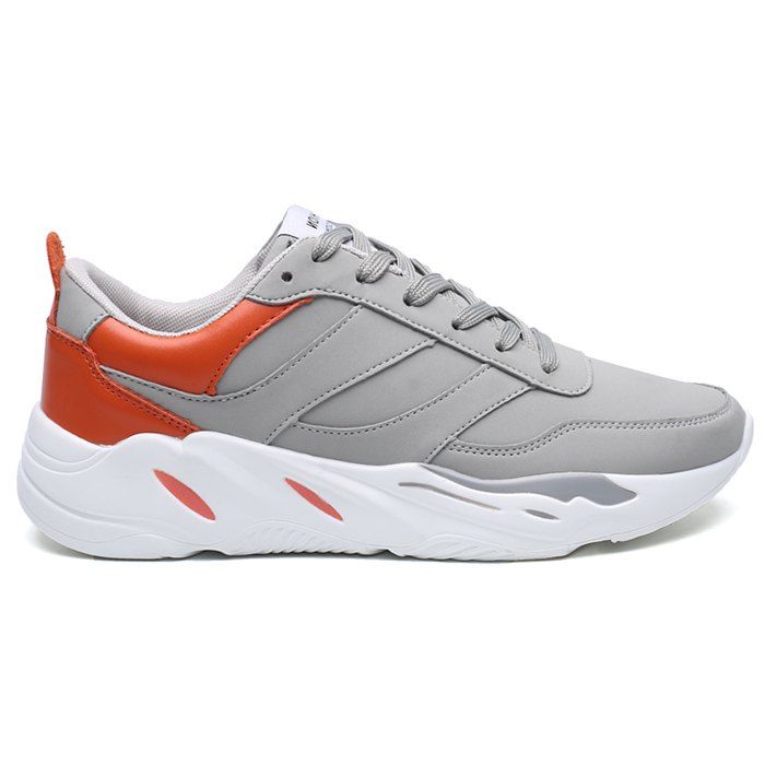 

Contrasting Color PU Leather Casual Shoes, Gray