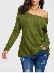 Skew Neck Tunic Sweater -  