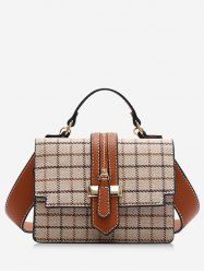Zip Strap Checkered Tweed Crossbody Bag -  