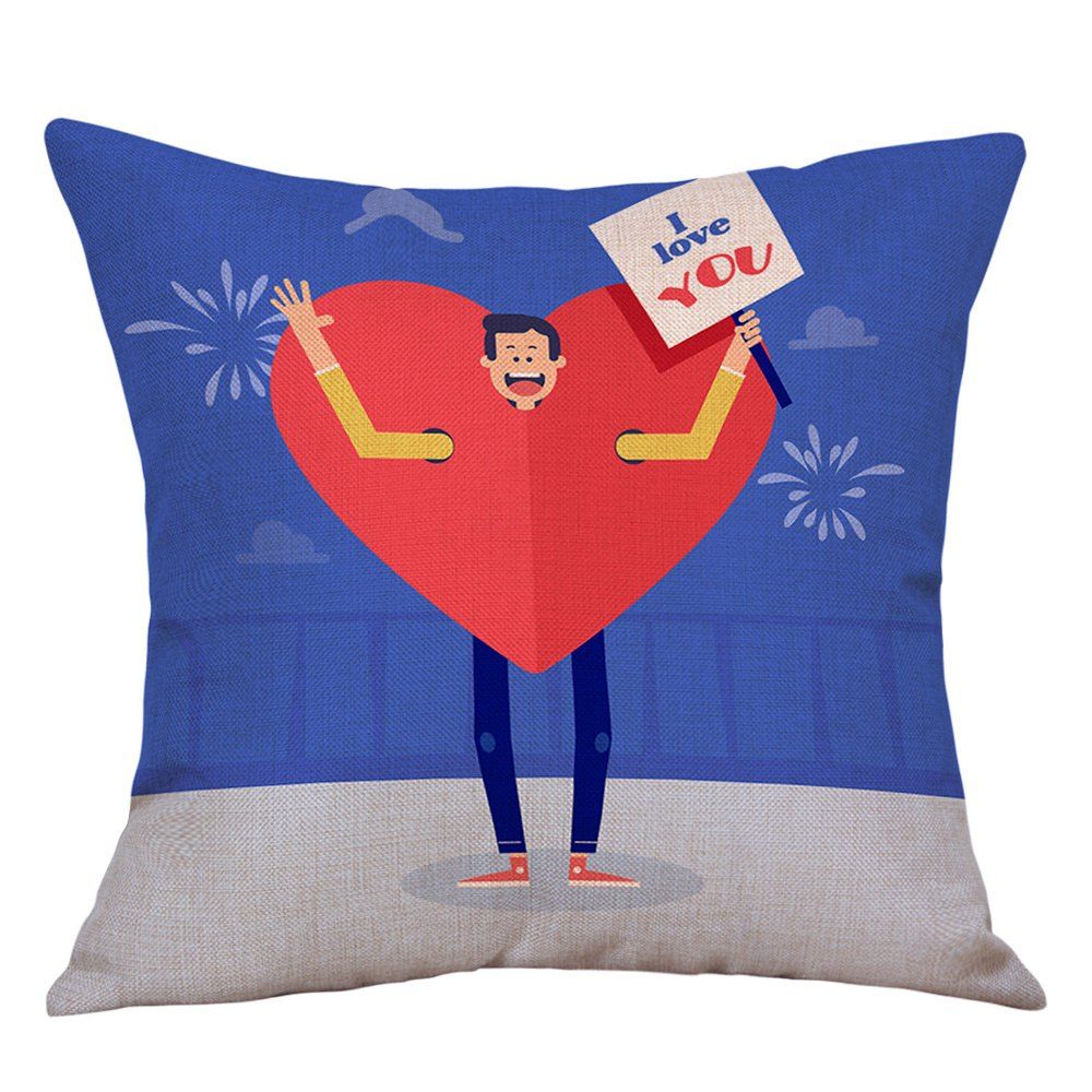 

A Man Showing Love Print Valentine's Day Decorative Linen Pillowcase, Colormix
