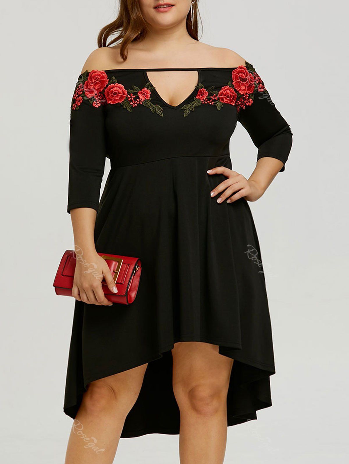 Online Plus Size Off The Shoulder Embroidery Dress  