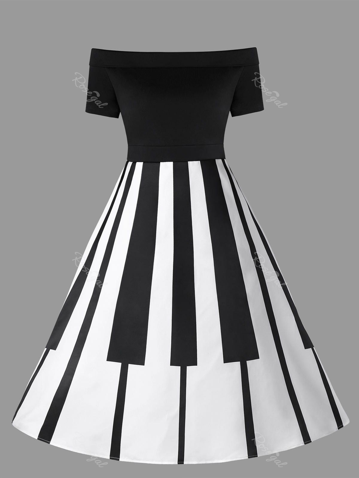[47% OFF] Piano Print Plus Size Flare Dress | Rosegal