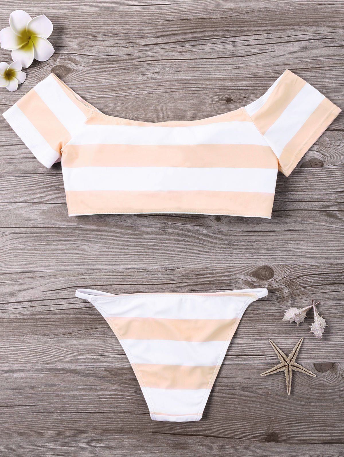 

Striped Padded Bikini Set, Orangepink