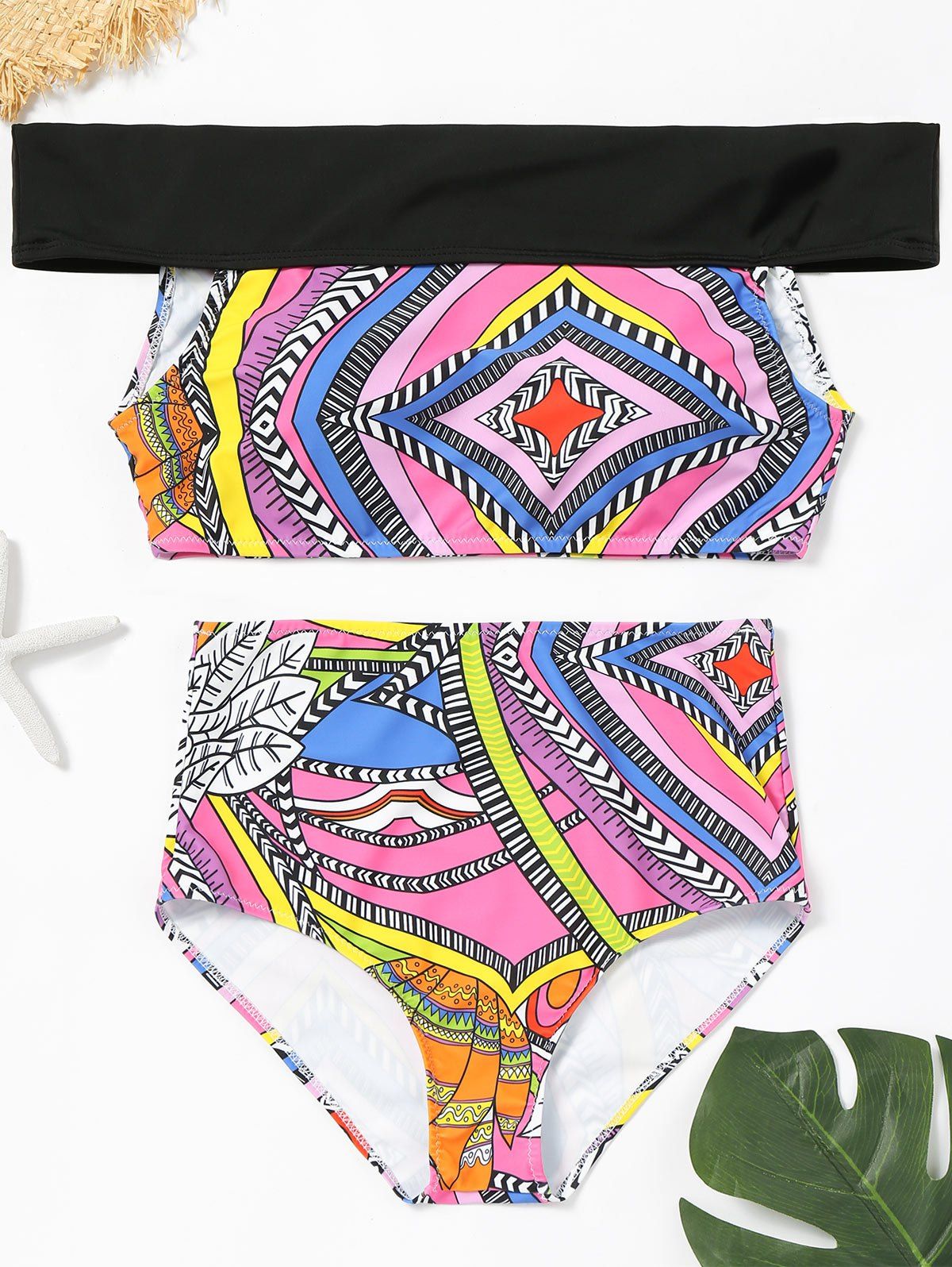 

Tribal Off The Shoulder Bikini Set, Colormix