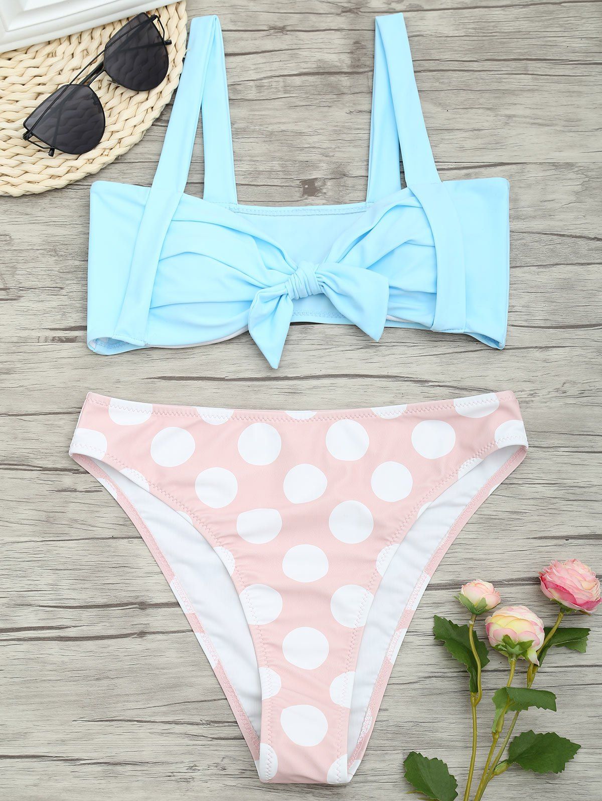 

Bowknot Polka Dot Bikini Set, Cloudy