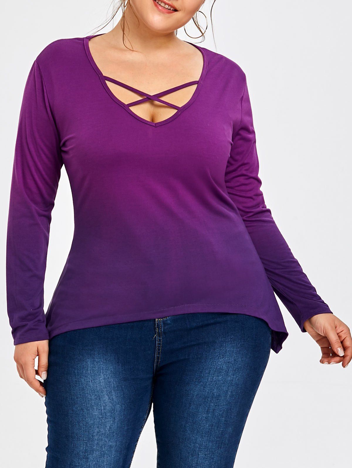 

Plus Size Ombre Caged Cutout T-shirt, Purple