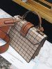 Zip Strap Checkered Tweed Crossbody Bag -  