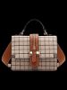 Zip Strap Checkered Tweed Crossbody Bag -  