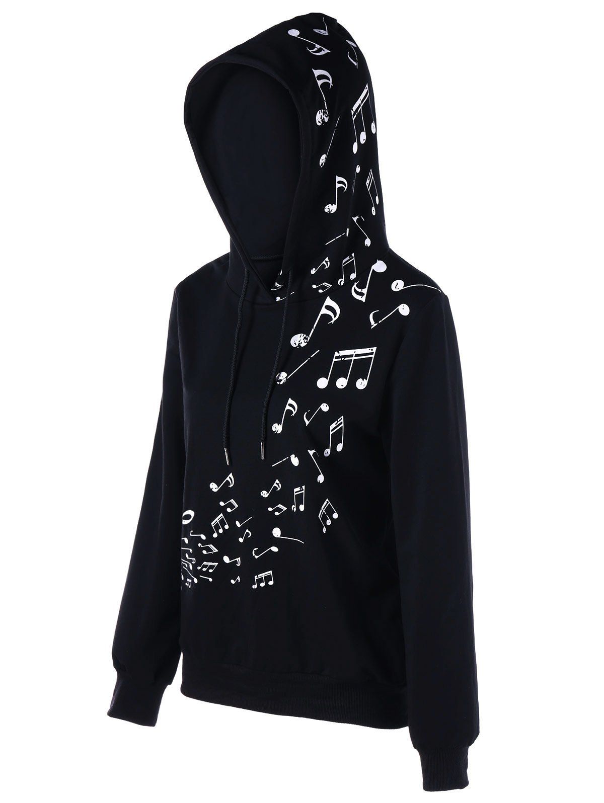 

Color Block Music Note Hoodie, Black